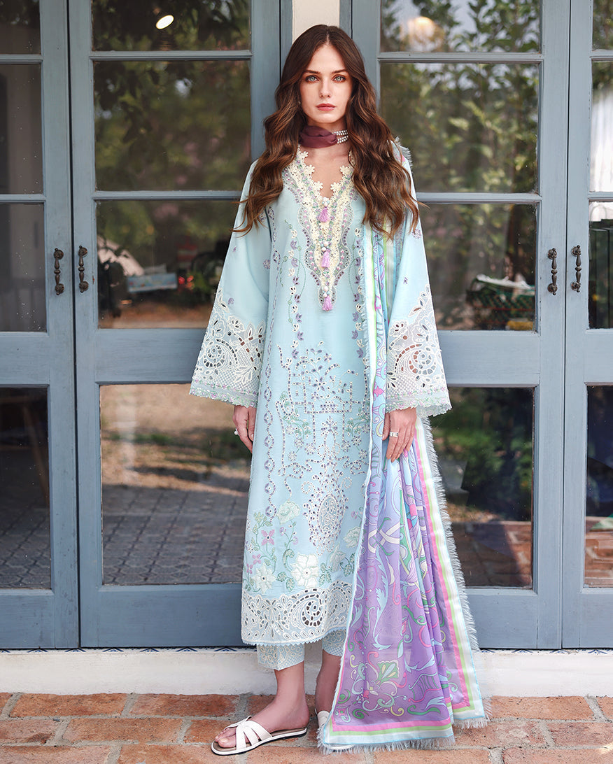 Mushq Hemline The Secerat Garden Unstitched Lawn 3Pc Suit - Secret Blossom
