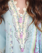 Mushq Hemline The Secerat Garden Unstitched Lawn 3Pc Suit - Secret Blossom