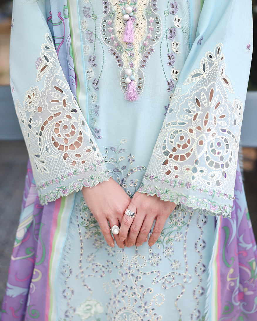 Mushq Hemline The Secerat Garden Unstitched Lawn 3Pc Suit - Secret Blossom