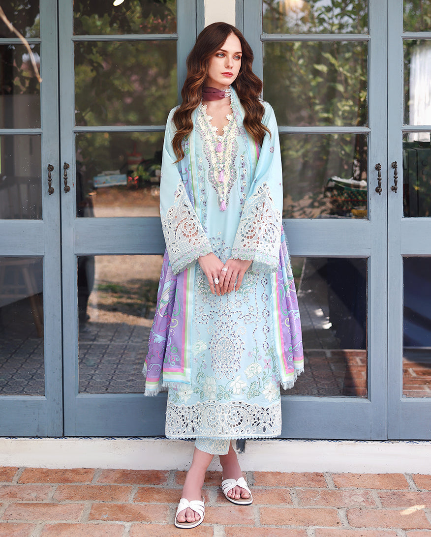 Mushq Hemline The Secerat Garden Unstitched Lawn 3Pc Suit - Secret Blossom