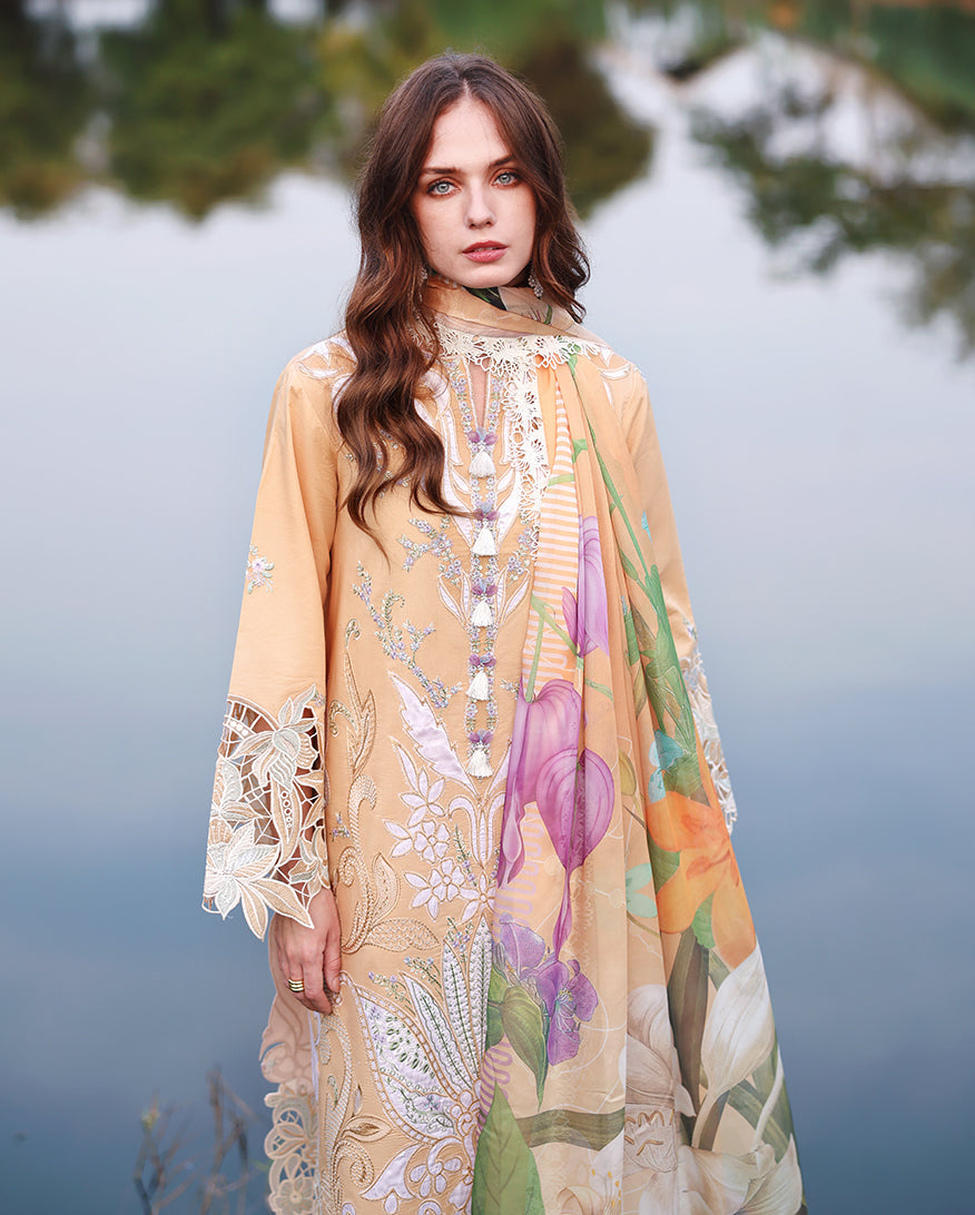 Mushq Hemline The Secerat Garden Unstitched Lawn 3Pc Suit - Wisteria Veil