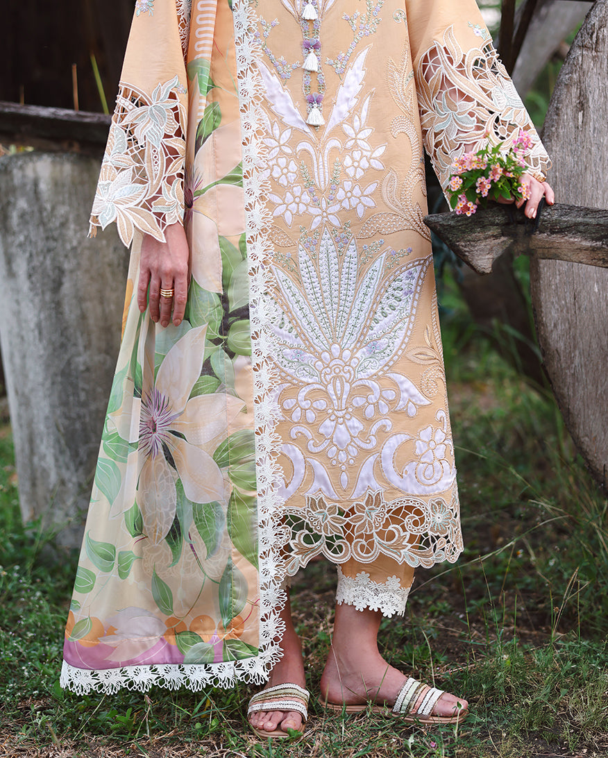 Mushq Hemline The Secerat Garden Unstitched Lawn 3Pc Suit - Wisteria Veil