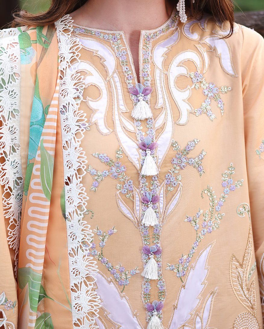 Mushq Hemline The Secerat Garden Unstitched Lawn 3Pc Suit - Wisteria Veil