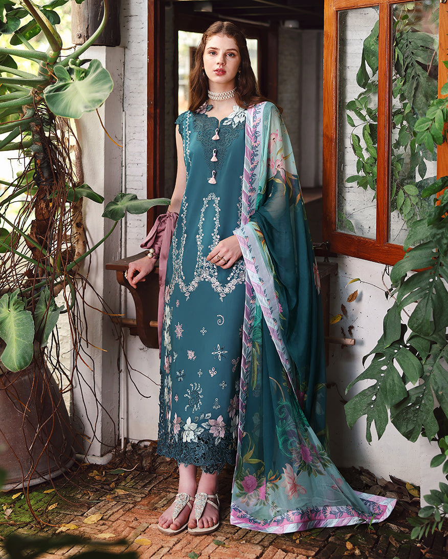 Mushq Hemline The Secerat Garden Unstitched Lawn 3Pc Suit - Ivy Spell