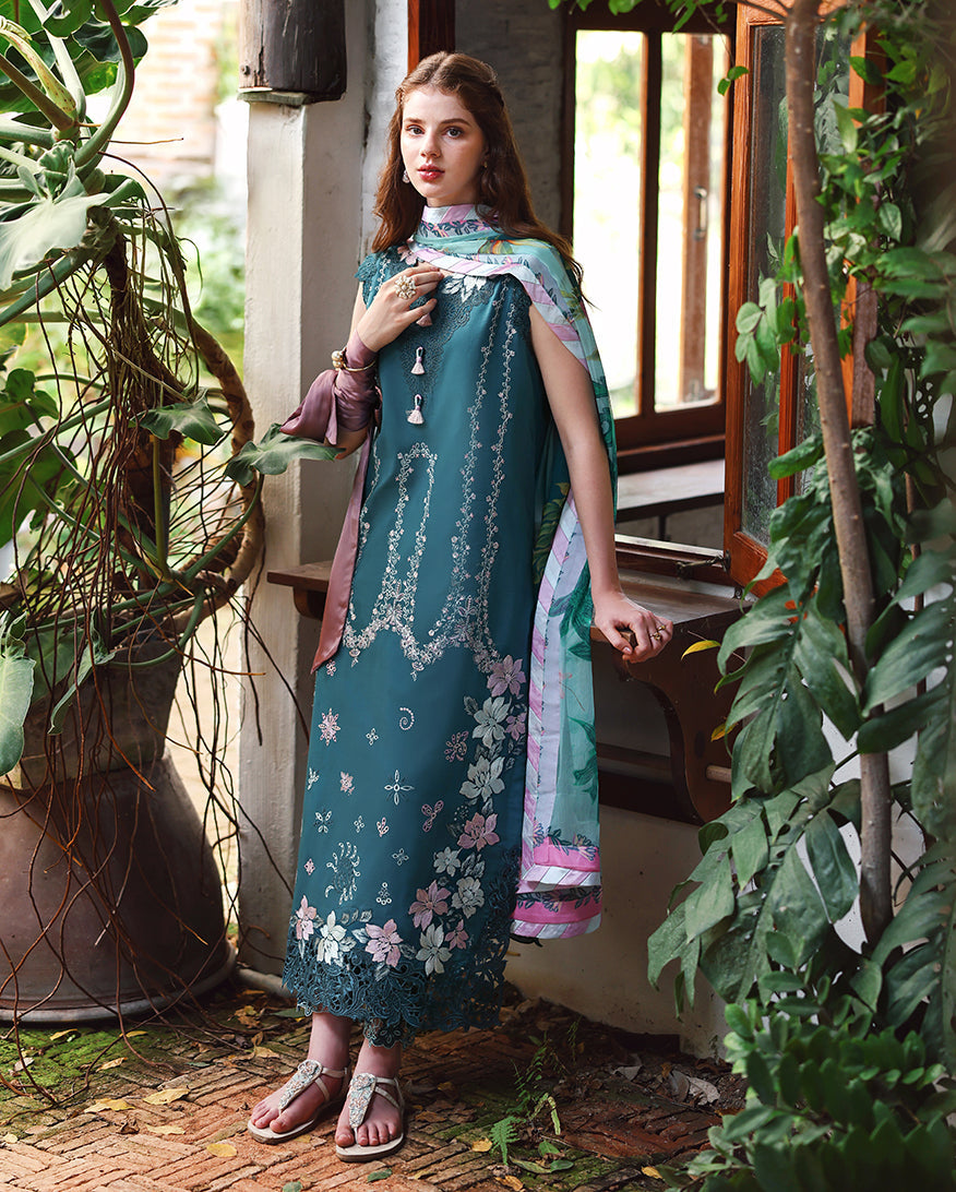 Mushq Hemline The Secerat Garden Unstitched Lawn 3Pc Suit - Ivy Spell