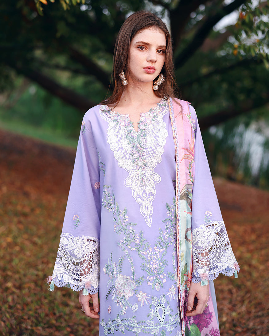Mushq Hemline The Secerat Garden Unstitched Lawn 3Pc Suit - Hidden Dahlia