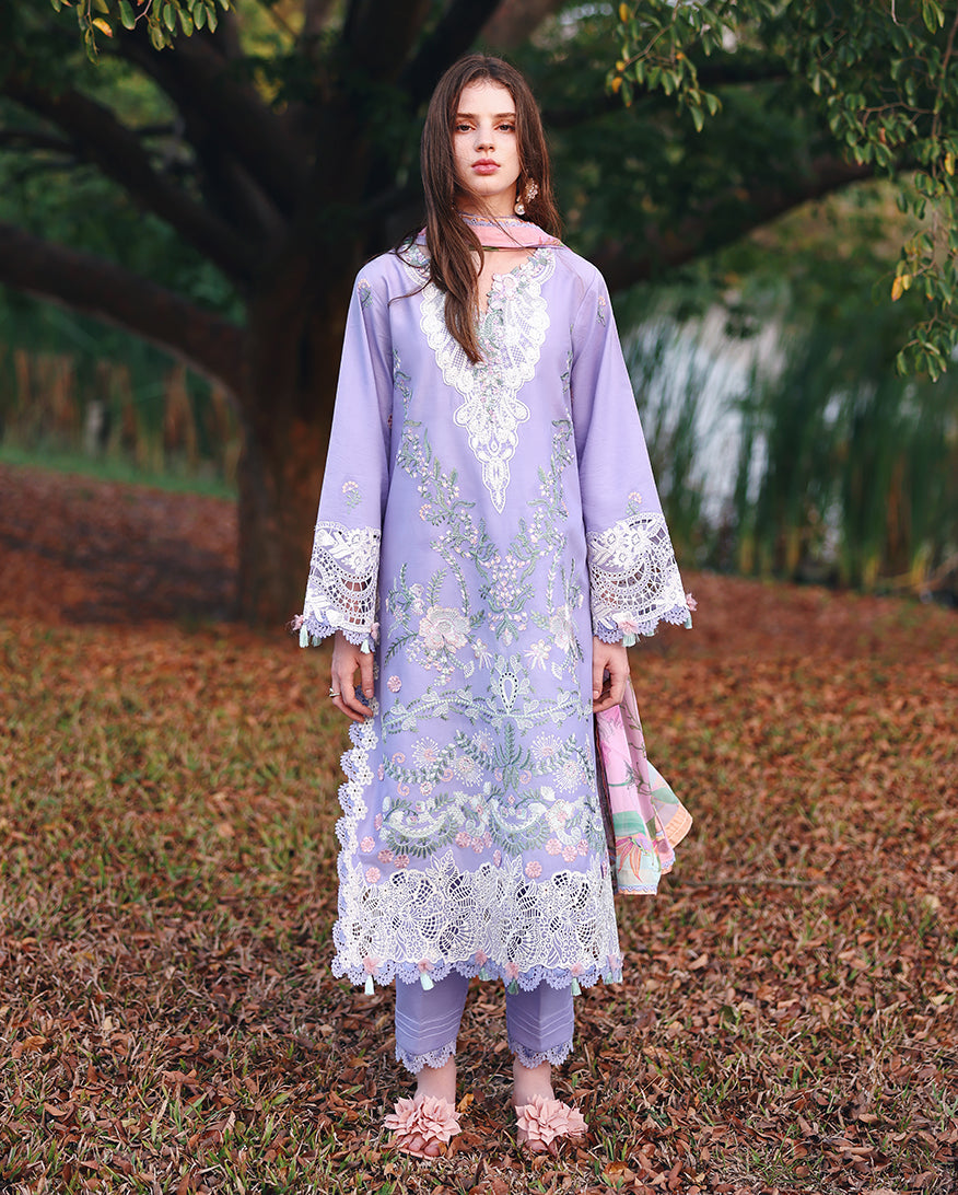 Mushq Hemline The Secerat Garden Unstitched Lawn 3Pc Suit - Hidden Dahlia