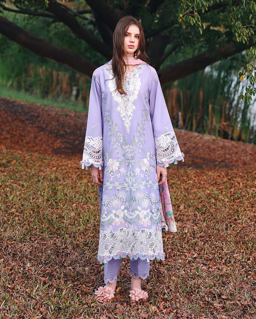 Mushq Hemline The Secerat Garden Unstitched Lawn 3Pc Suit - Hidden Dahlia