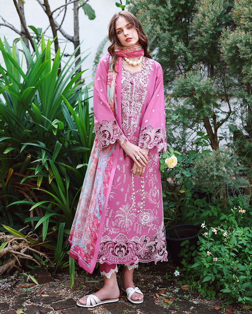 Mushq Hemline The Secerat Garden Unstitched Lawn 3Pc Suit - Mystic Camellia