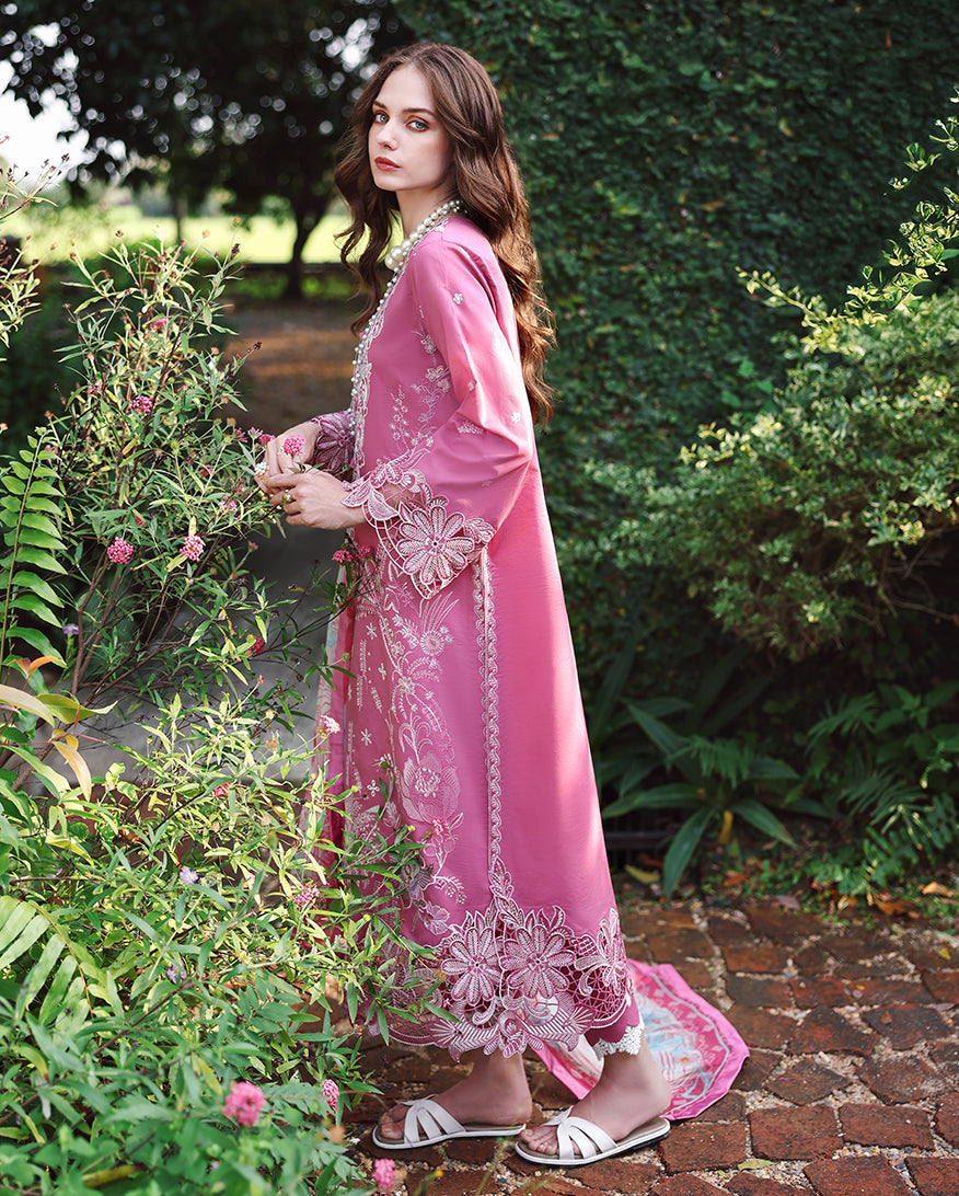 Mushq Hemline The Secerat Garden Unstitched Lawn 3Pc Suit - Mystic Camellia