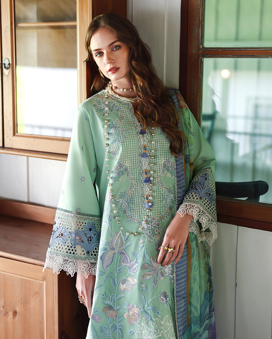 Mushq Hemline The Secerat Garden Unstitched Lawn 3Pc Suit - Fernlore
