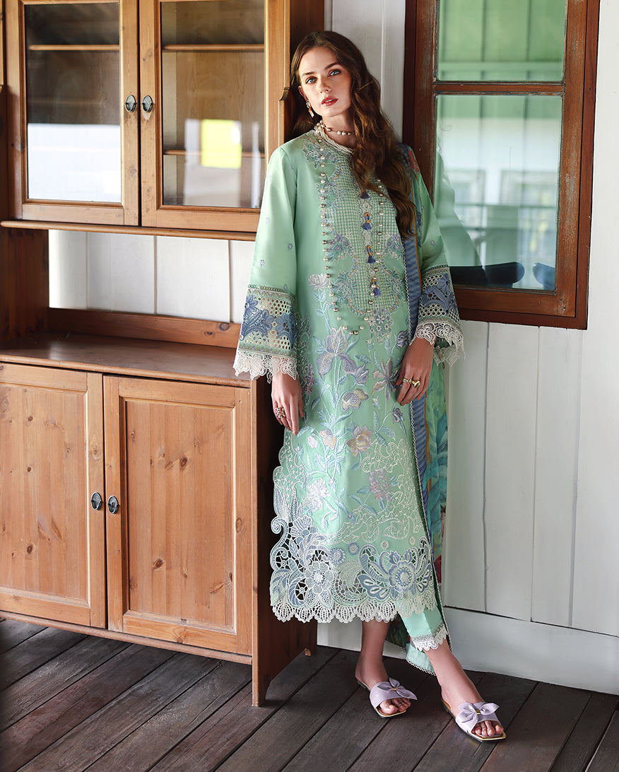 Mushq Hemline The Secerat Garden Unstitched Lawn 3Pc Suit - Fernlore