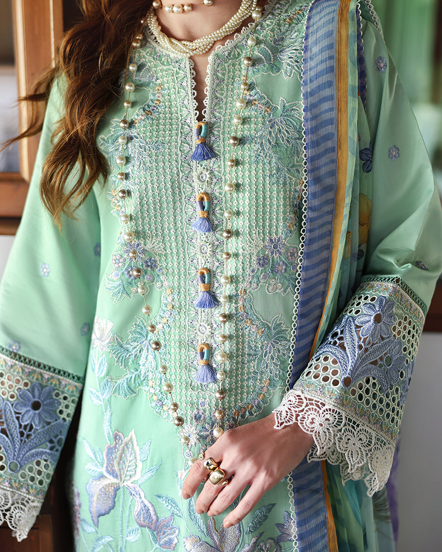 Mushq Hemline The Secerat Garden Unstitched Lawn 3Pc Suit - Fernlore