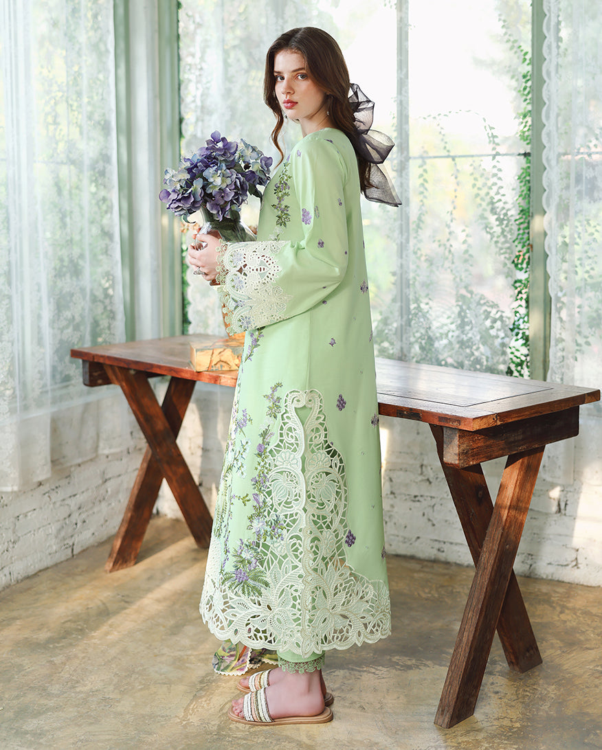 Mushq Hemline The Secerat Garden Unstitched Lawn 3Pc Suit - Verdant Bloom