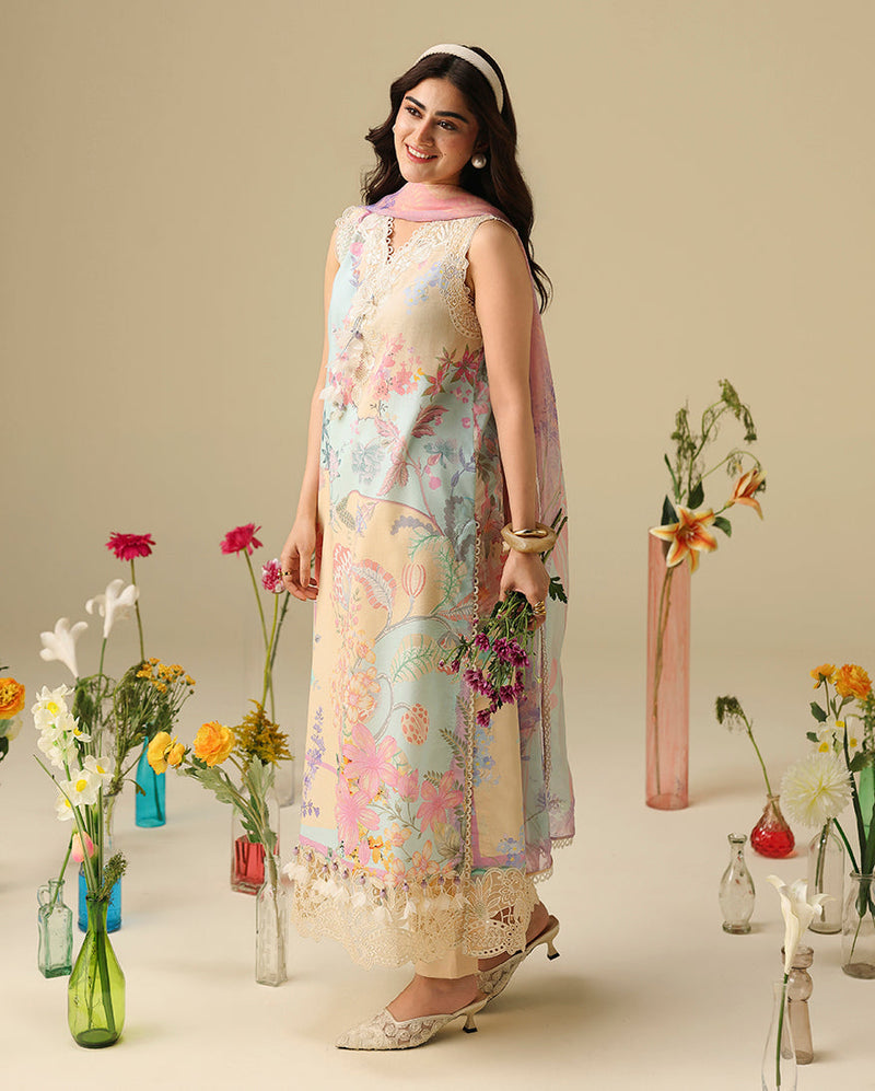 Mushq Hemline Soleil Prints Unstitched 3Pc Suit HLM26-01 Bellarosa