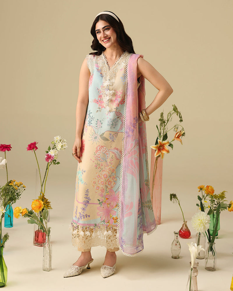 Mushq Hemline Soleil Prints Unstitched 3Pc Suit HLM26-01 Bellarosa