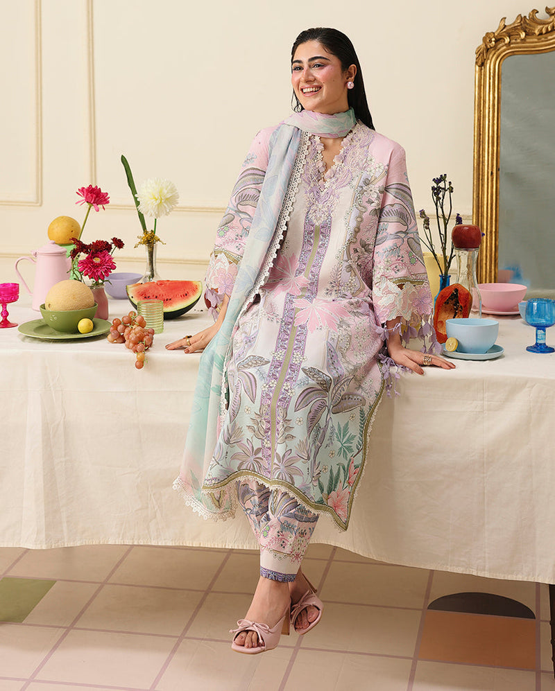 Mushq Hemline Soleil Prints Unstitched 3Pc Suit HLM26-02 Serena Bloom