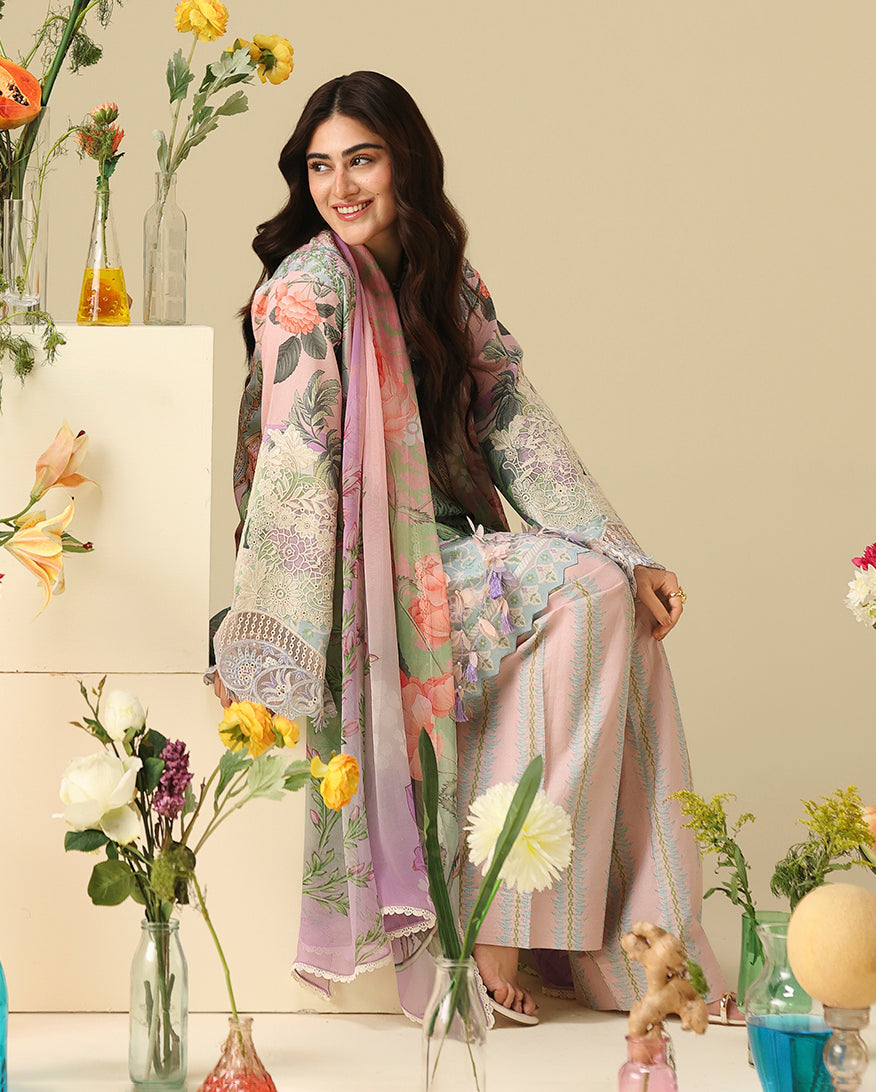 Mushq Hemline Soleil Prints Unstitched 3Pc Suit HLM26-03 Moonlit Dolce