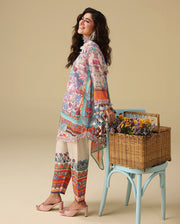 Mushq Hemline Soleil Prints Unstitched 3Pc Suit HLM26-05 Eden Whisper
