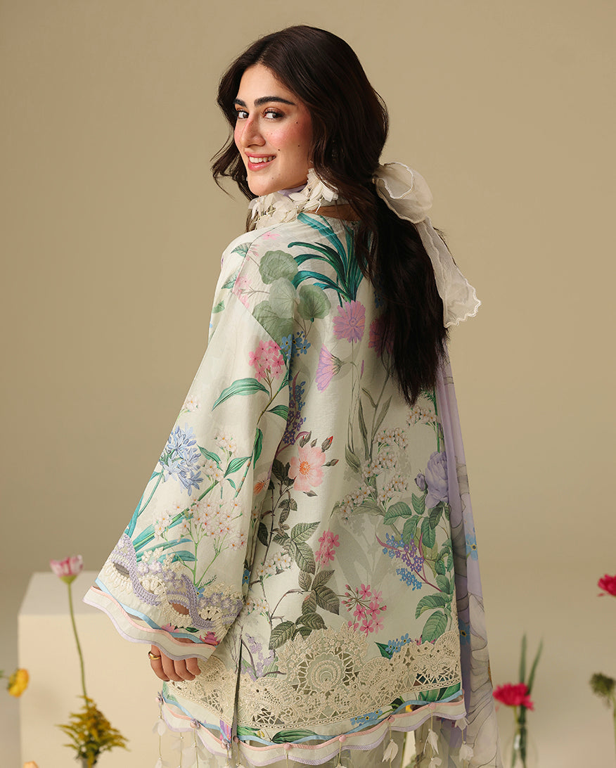 Mushq Hemline Soleil Prints Unstitched 3Pc Suit HLM26-06 Vanilla Lush