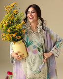 Mushq Hemline Soleil Prints Unstitched 3Pc Suit HLM26-06 Vanilla Lush