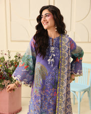 Mushq Hemline Soleil Prints Unstitched 3Pc Suit HLM26-07 Camellia Kiss