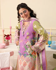 Mushq Hemline Soleil Prints Unstitched 3Pc Suit HLM26-08 Lilac Whim