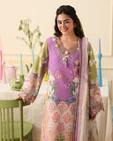 Mushq Hemline Soleil Prints Unstitched 3Pc Suit HLM26-08 Lilac Whim
