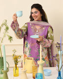 Mushq Hemline Soleil Prints Unstitched 3Pc Suit HLM26-08 Lilac Whim