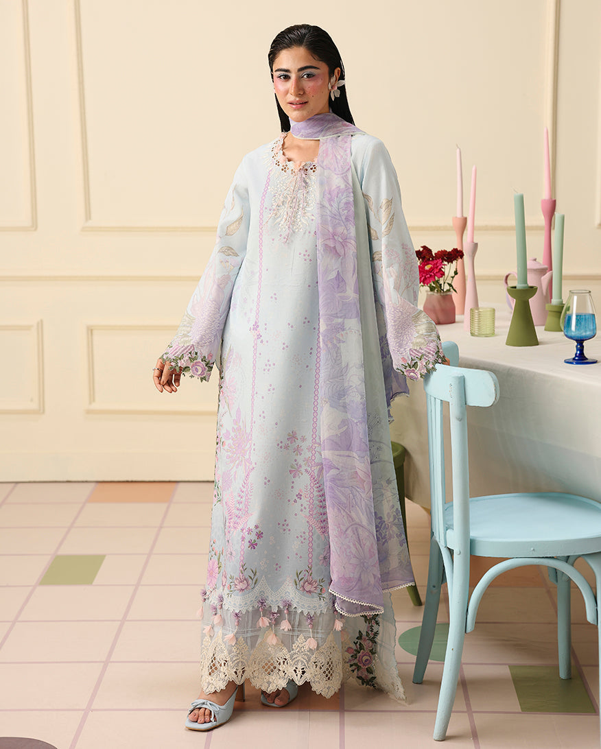 Mushq Hemline Soleil Prints Unstitched 3Pc Suit HLM26-09 Sugar Bloom