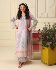 Mushq Hemline Soleil Prints Unstitched 3Pc Suit HLM26-10 Flora Amour