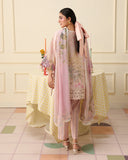 Mushq Hemline Soleil Prints Unstitched 3Pc Suit HLM26-11 Berry Creme