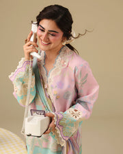 Mushq Hemline Soleil Prints Unstitched 3Pc Suit HLM26-12 Honey Petal