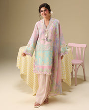 Mushq Hemline Soleil Prints Unstitched 3Pc Suit HLM26-12 Honey Petal