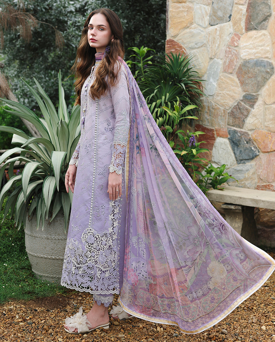 Mushq Hemline The Secerat Garden Unstitched Lawn 3Pc Suit - Velvet Ivy
