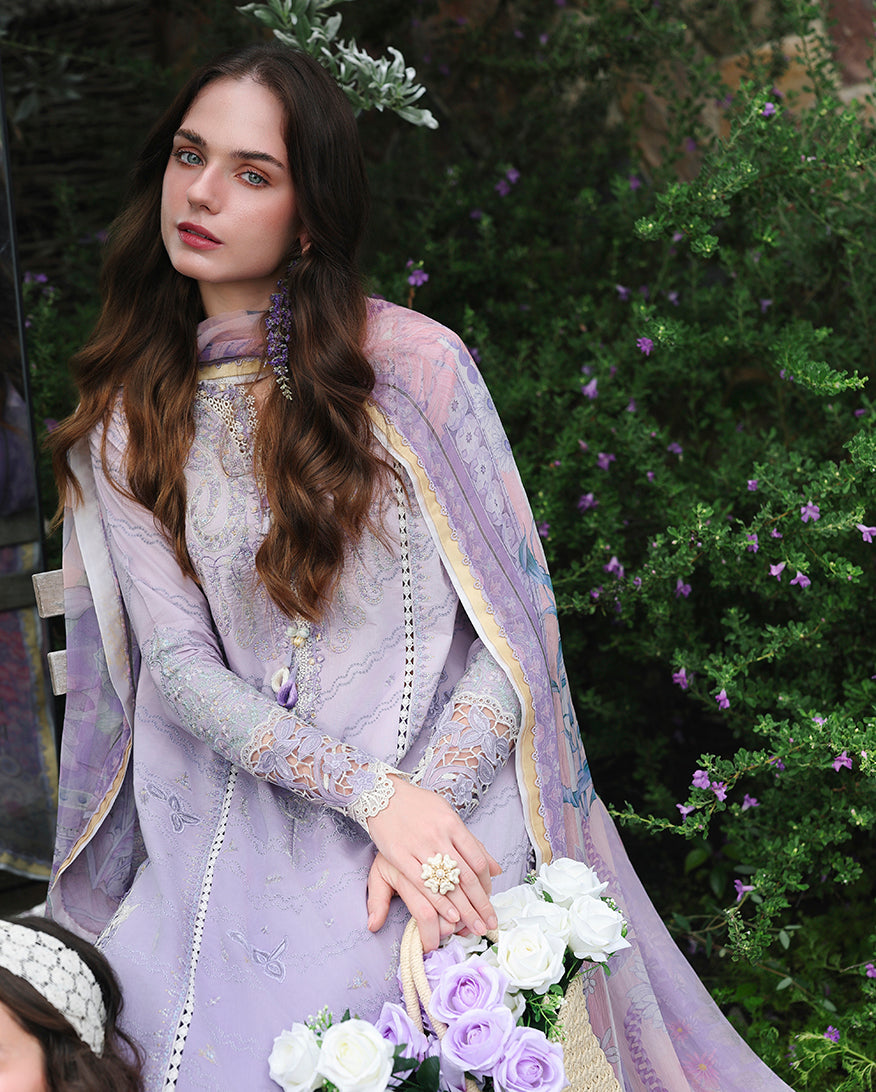 Mushq Hemline The Secerat Garden Unstitched Lawn 3Pc Suit - Velvet Ivy