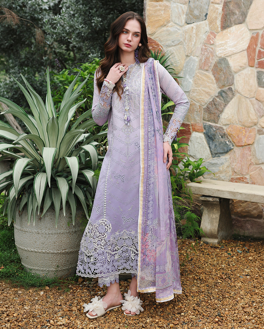Mushq Hemline The Secerat Garden Unstitched Lawn 3Pc Suit - Velvet Ivy