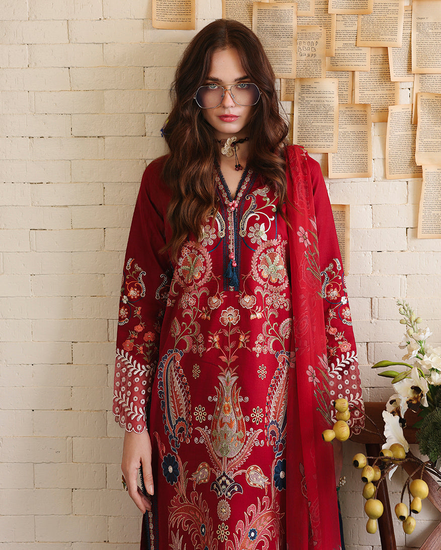 Mushq Hemline The Secerat Garden Unstitched Lawn 3Pc Suit - Luma Bloom