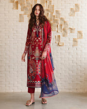 Mushq Hemline The Secerat Garden Unstitched Lawn 3Pc Suit - Luma Bloom