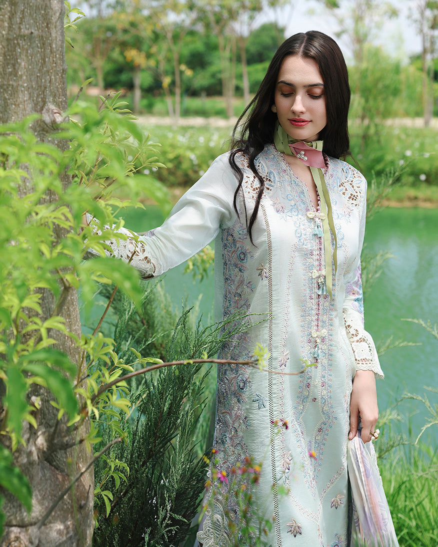 Mushq Hemline The Secerat Garden Unstitched Lawn 3Pc Suit - Garden Royale