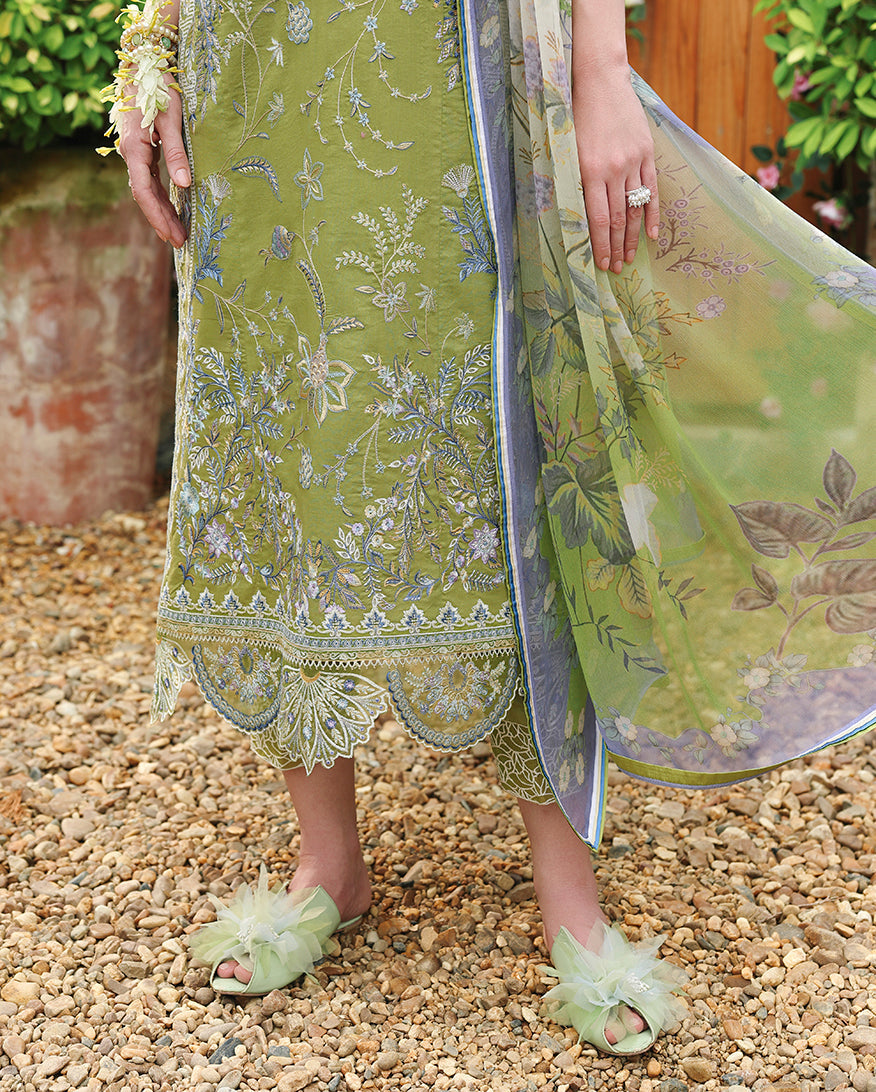 Mushq Hemline The Secerat Garden Unstitched Lawn 3Pc Suit - Whispering Ivy