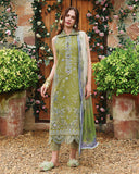 Mushq Hemline The Secerat Garden Unstitched Lawn 3Pc Suit - Whispering Ivy
