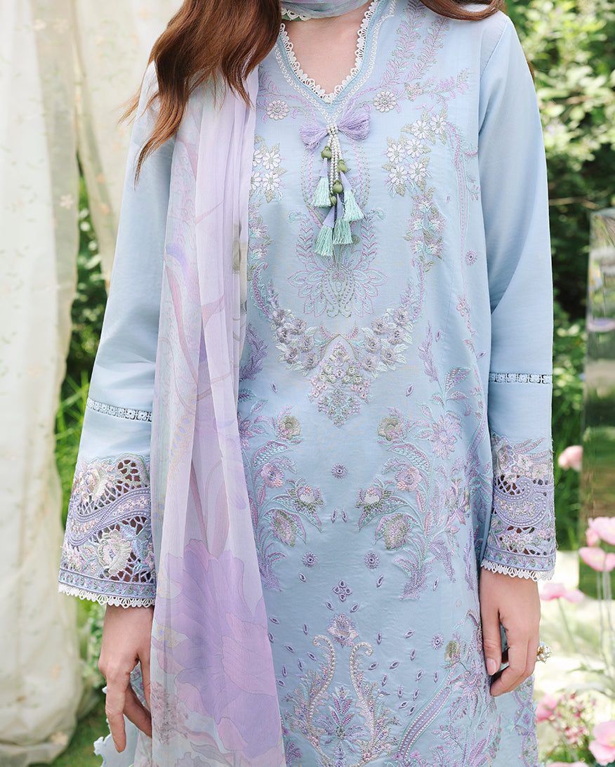 Mushq Hemline The Secerat Garden Unstitched Lawn 3Pc Suit - Ethereal Eden