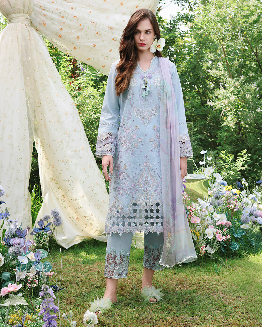 Mushq Hemline The Secerat Garden Unstitched Lawn 3Pc Suit - Ethereal Eden