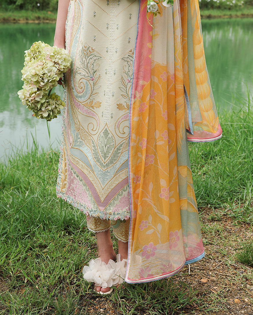 Mushq Hemline The Secerat Garden Unstitched Lawn 3Pc Suit - Nocturne Flora