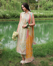 Mushq Hemline The Secerat Garden Unstitched Lawn 3Pc Suit - Nocturne Flora