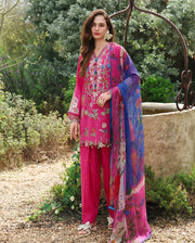 Mushq Hemline The Secerat Garden Unstitched Lawn 3Pc Suit - Bloomveil