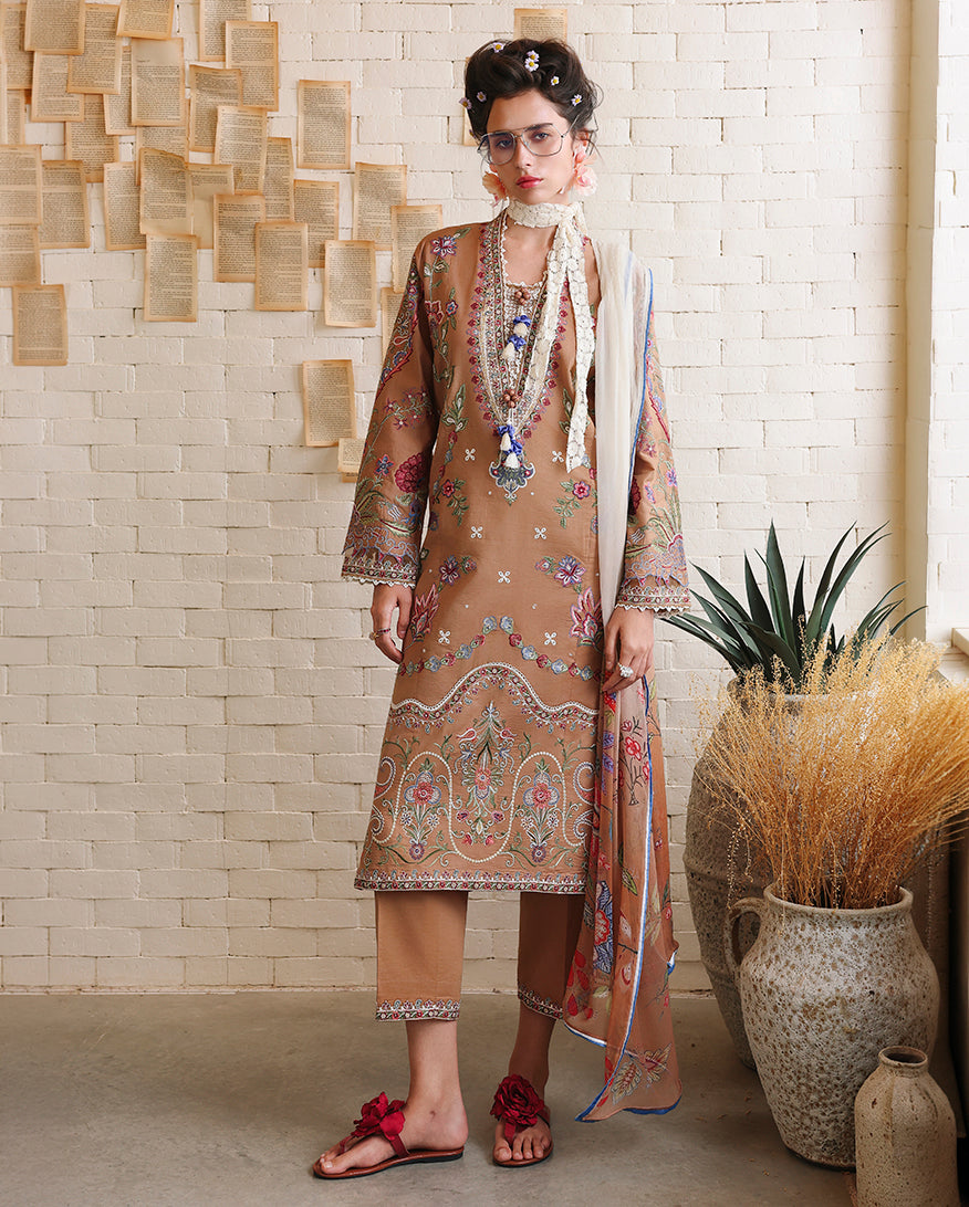 Mushq Hemline The Secerat Garden Unstitched Lawn 3Pc Suit - Wild Bloom