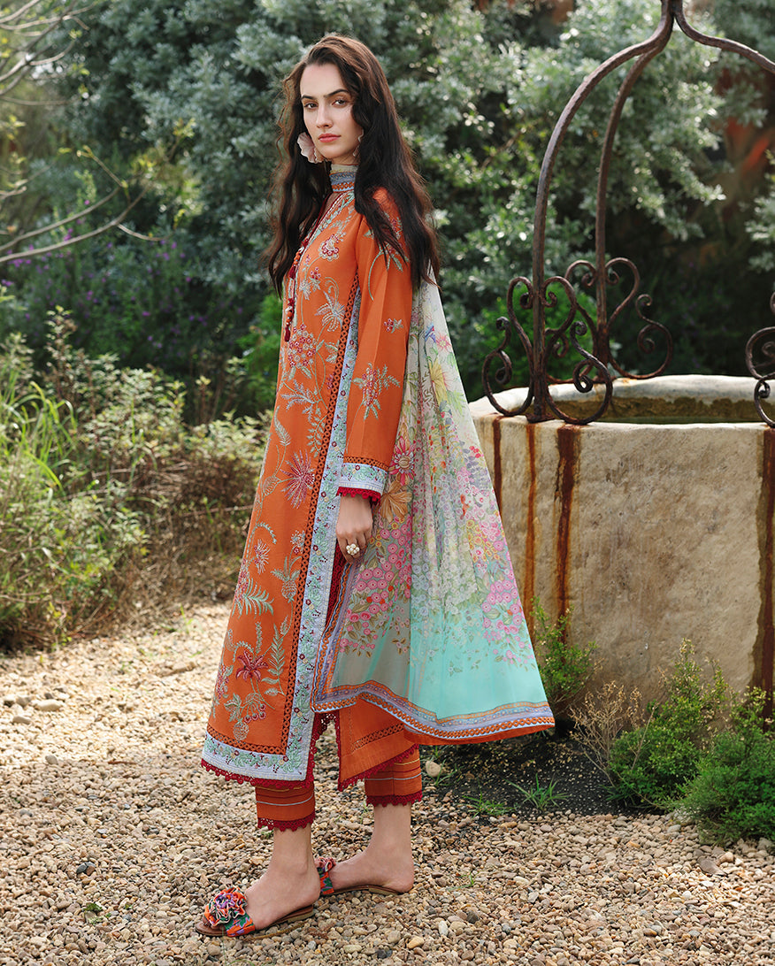 Mushq Hemline The Secerat Garden Unstitched Lawn 3Pc Suit - Rosearie Dream