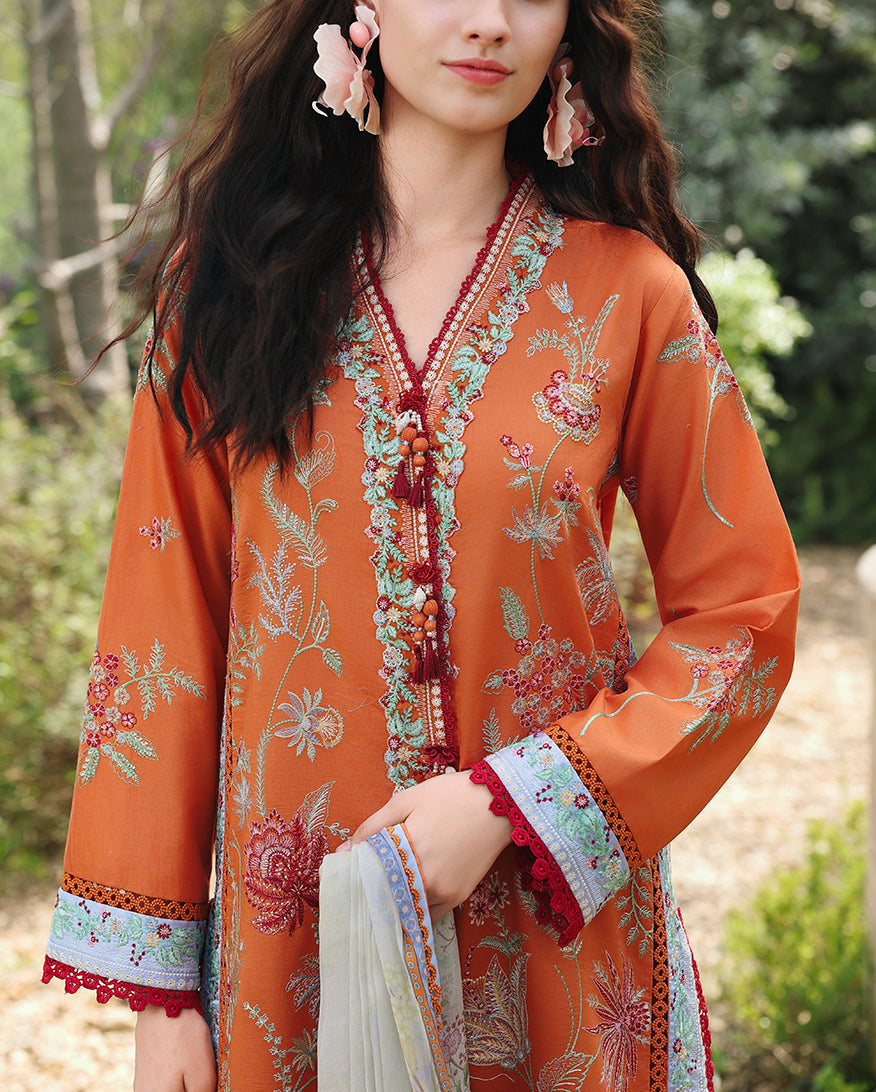 Mushq Hemline The Secerat Garden Unstitched Lawn 3Pc Suit - Rosearie Dream